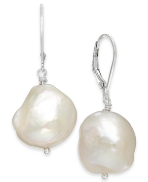 image of Baroque Cultured Freshwater Pearl (12mm) Drop Earrings in Sterling Silver