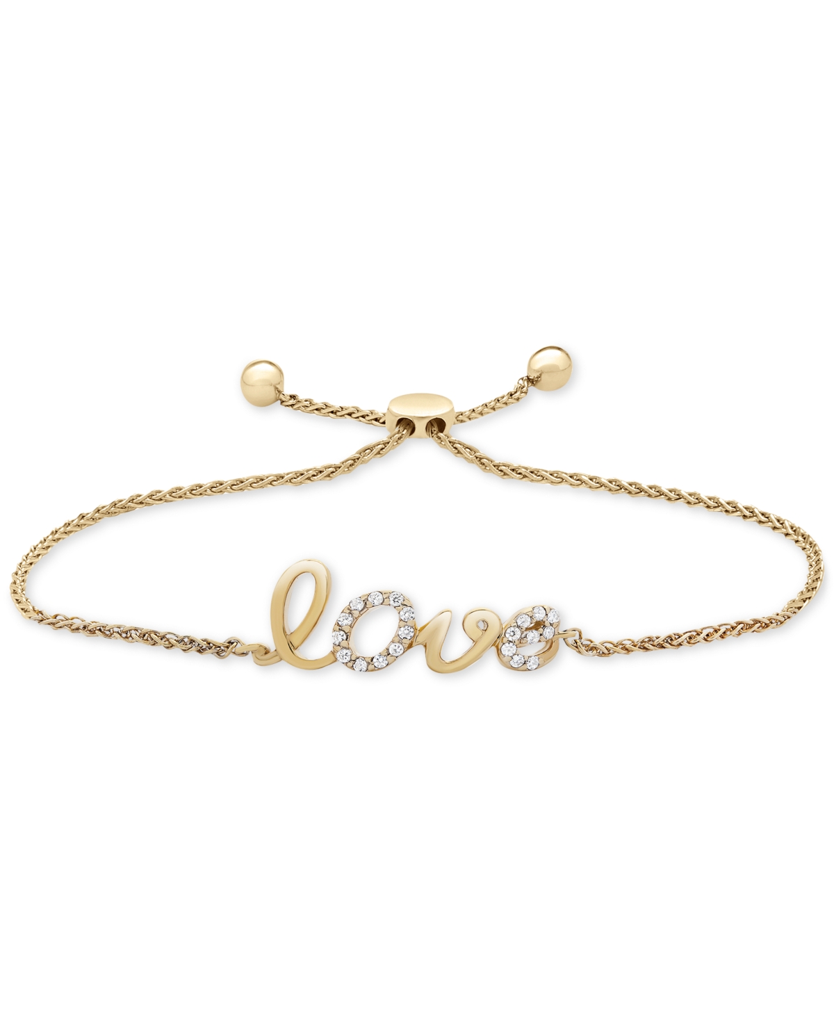 Wrapped Diamond Love Bolo Bracelet (1/10 ct. t.w.) in 14k Gold, Created for Macy's - Yellow Gold