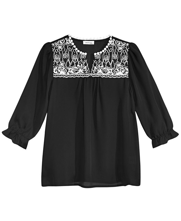 Monteau Big Girls Embroidered Top & Reviews - Shirts & Tops - Kids - Macy's