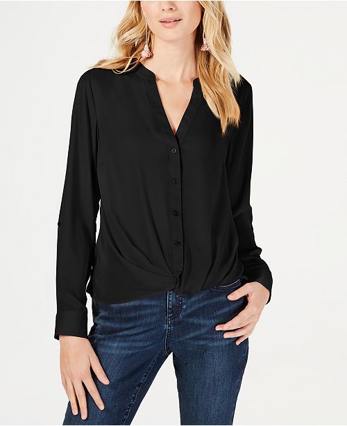 INC International Concepts INC Twist-Front Button-Up Top, Created for ...