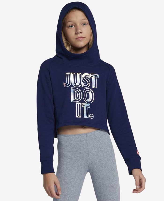 Nike Big Girls Cropped Just Do It Hoodie - Macy's