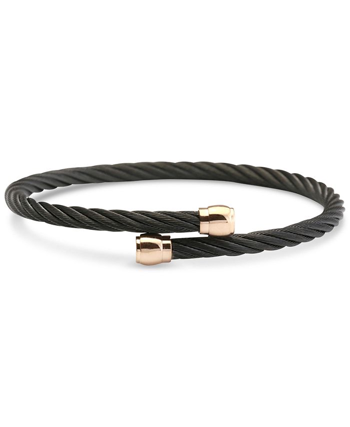 CHARRIOL - Two-Tone Cable Bypass Bangle Bracelet in PVD Black- & Rose Gold-Tone Stainless Steel