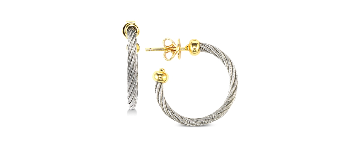 Charriol Hoop Earrings In Stainless Steel & Gold-tone Pvd Stainless Steel In Stainless Steel,gold