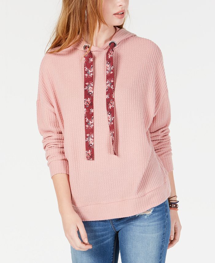 Ultra Flirt Juniors' Waffle-Knit Hoodie - Macy's