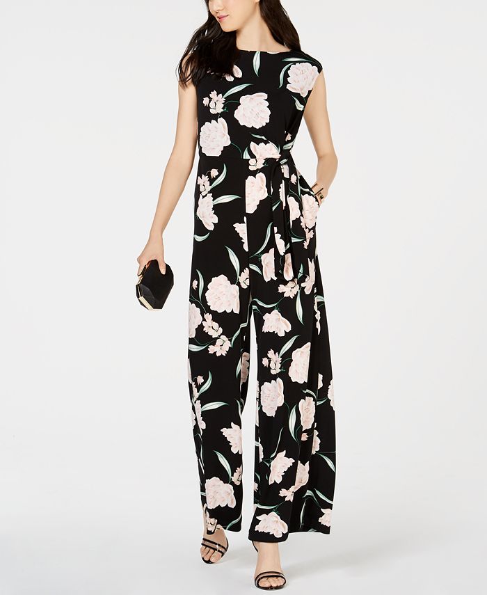 Jessica Howard Petite Floral-Print Jumpsuit - Macy's