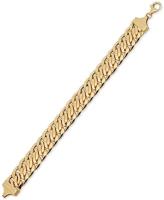 Wide Fancy Link Chain Bracelet in 14k Gold