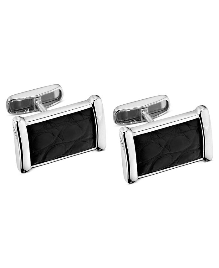 Macy's Men's Sterling Silver Cuff Links, Black Alligator Inlay Cuff Links Macy's