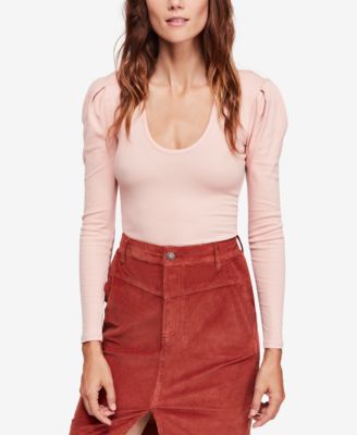 Free People - Hey Lady Ribbed Pleated-Shoulder Top