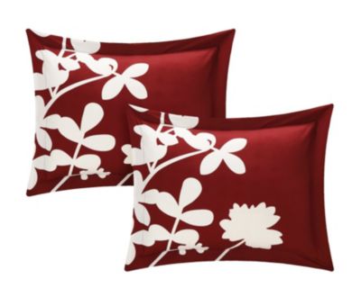 Chic Home Iris Regina Set Copripiumino Queen Tweed Rosso - Reversibile Floreale Con Cuscini E Gonna - 3