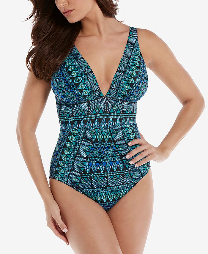 Miraclesuit Women's Flor De Mare Oceanus Tummy-Control One-Piece Swimsuit - Macy's