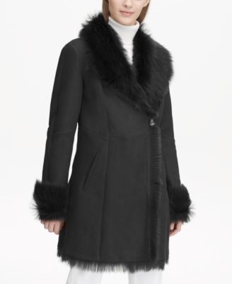 calvin klein black fur jacket