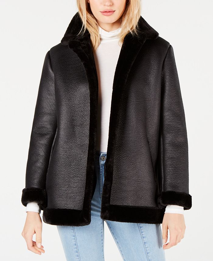 French Connection Louie Oversized Faux-Shearling Jacket - Macy's
