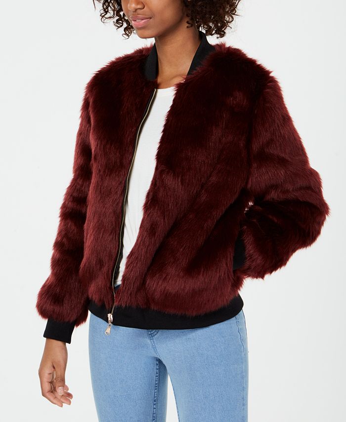 Say What? Juniors' FauxFur Bomber Jacket Macy's
