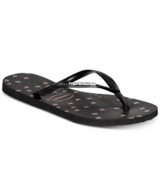 havaianas slim logo metallic flip flops