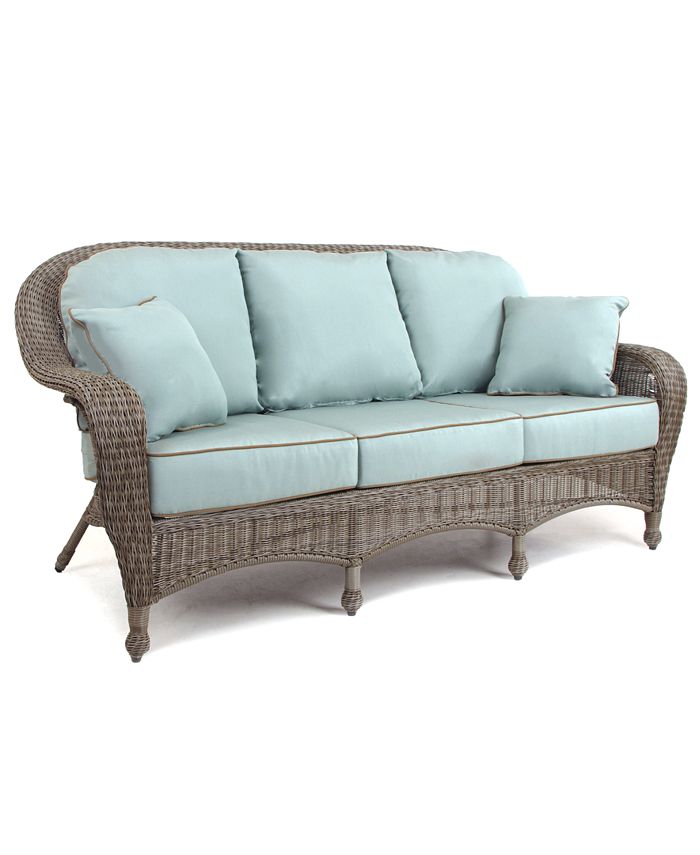 Furniture Sandy Cove Wicker Outdoor Sofa, with Sunbrella® Cushion