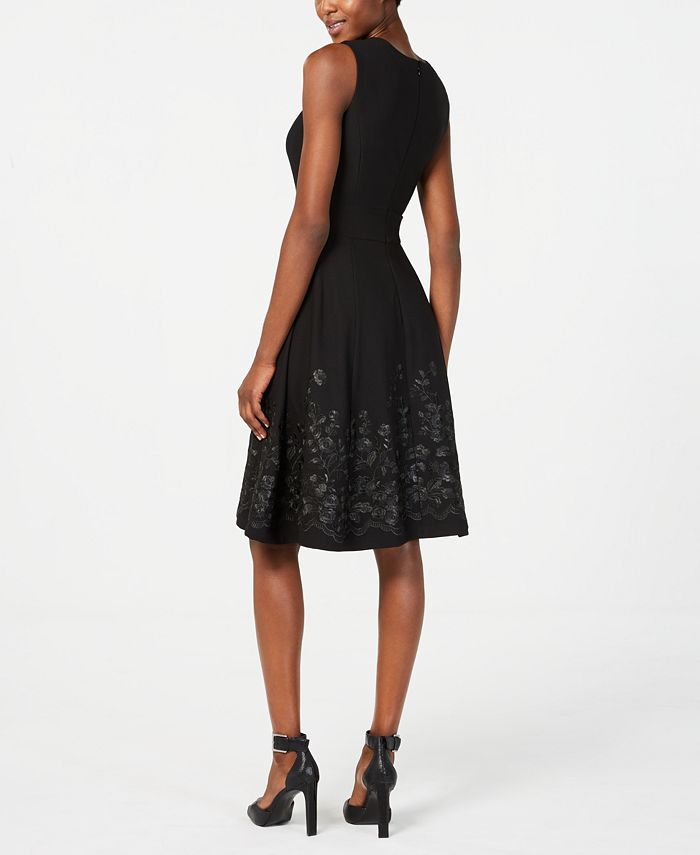 Calvin Klein Embroidered Fit & Flare Dress & Reviews - Dresses - Women
