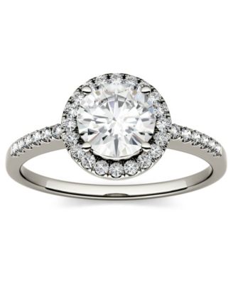 Moissanite Round Halo Ring (1-1/3 ct. t.w. Diamond Equivalent) in 14k Gold or White Gold or Rose Gold