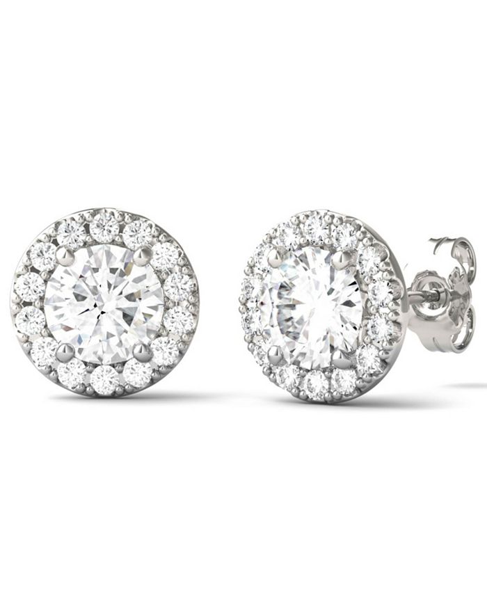 Charles & Colvard Moissanite Round Halo Earrings (2 ct. tw. Diamond ...