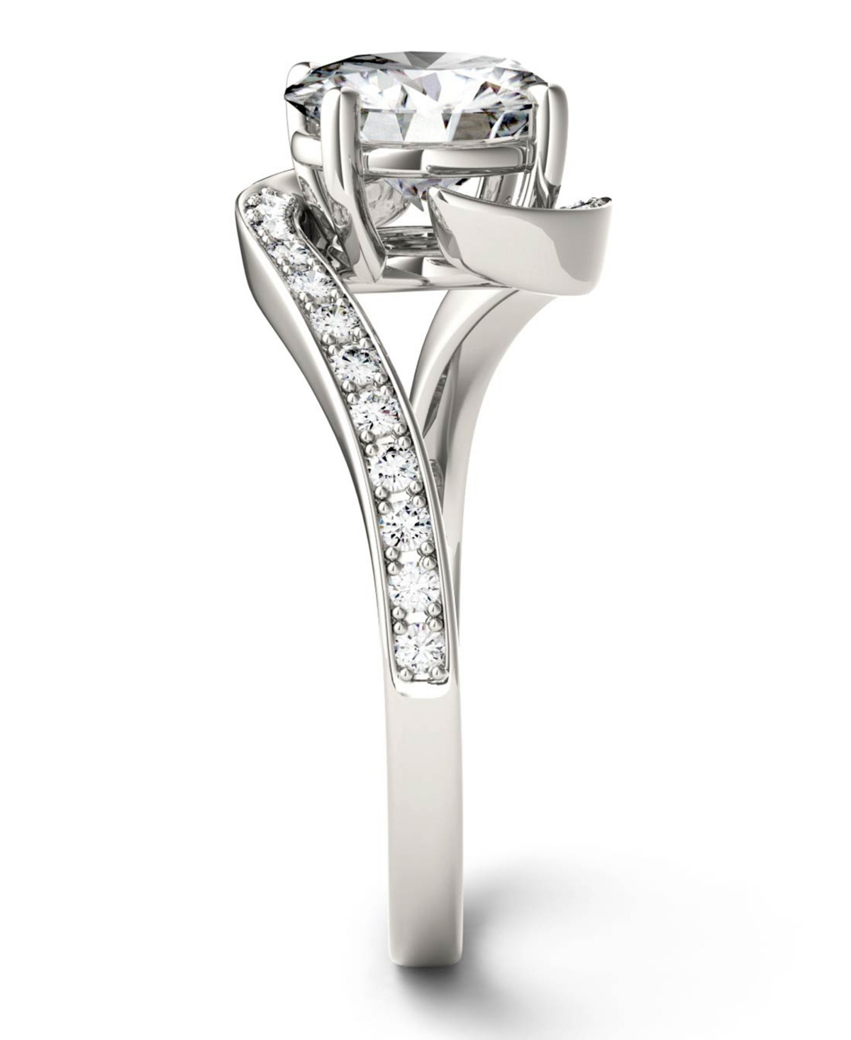 Moissanite Round Swirl Engagement Ring (1-3/4 ct. t.w. Diamond Equivalent) in 14k- White Gold