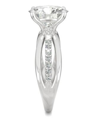 Moissanite Round Solitaire with Sides Ring (2-9/10 ct. tw. Diamond Equivalent) in 14k White Gold