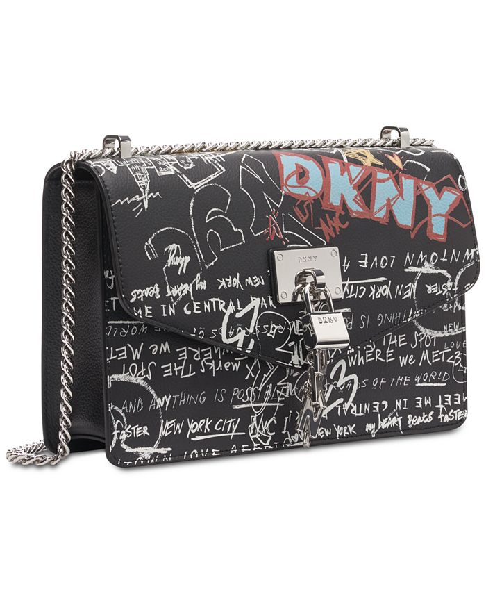 DKNY Elissa Leather Graffiti Logo Chain Strap Shoulder Bag, Created for ...