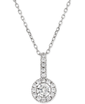 image of Diamond Halo Adjustable Pendant Necklace (1/3 ct. t.w.) in 14k White Gold
