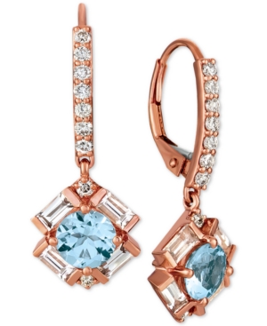 image of Le Vian Baguette Frenzy Multi-Gemstone (1-9/10 ct. t.w.) & Diamond (1/3 ct. t.w.) Drop Earrings in 14k Rose Gold