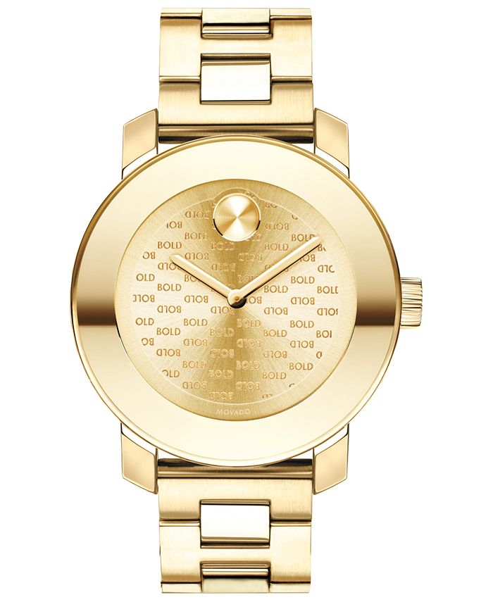 Movado Women's Swiss BOLD Gold-Tone Stainless Steel Bracelet Watch 36mm ...