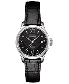 Women's Swiss Automatic T-Classic Le Locle Black Leather Strap Watch 25.3mm