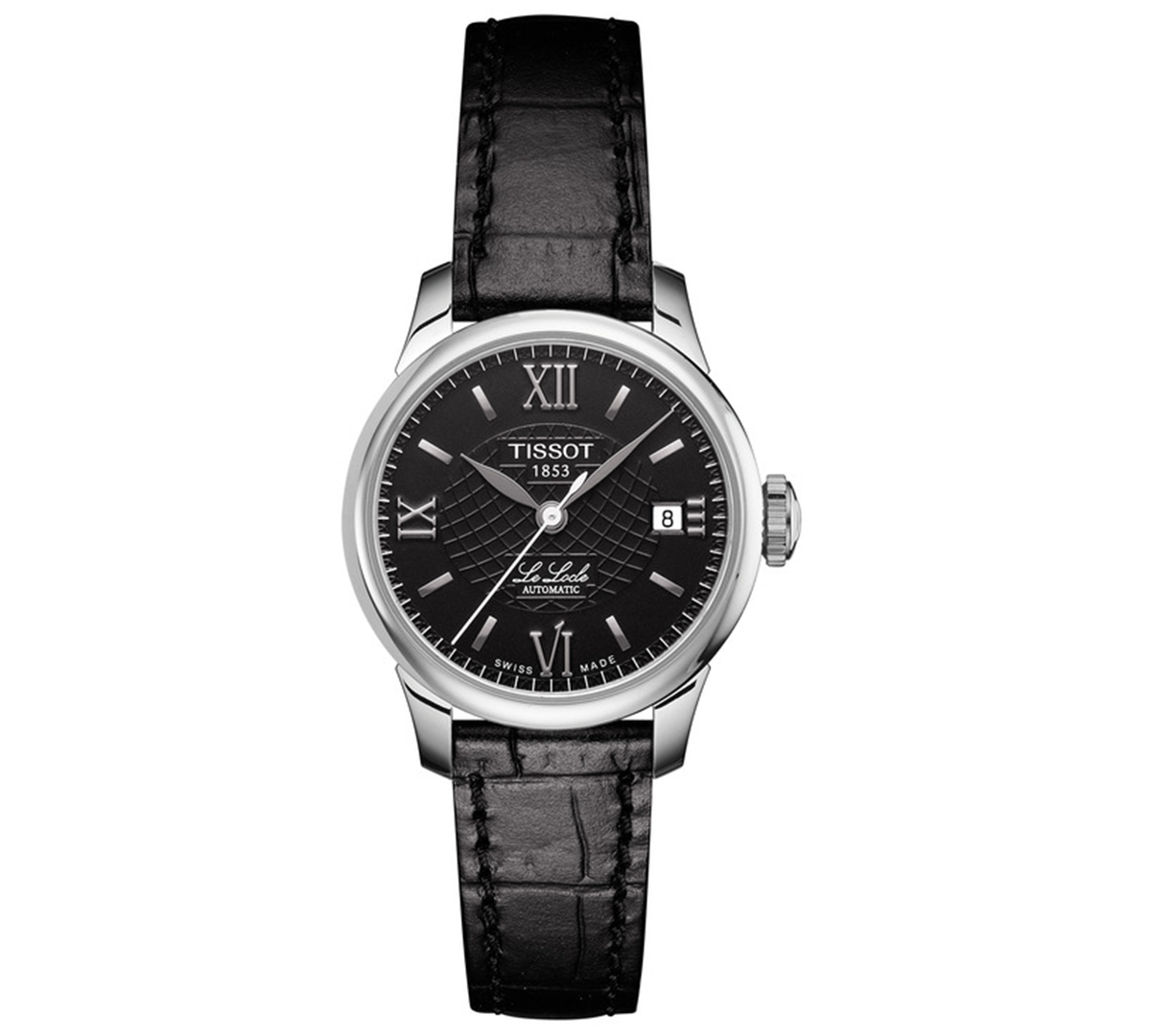 Shop Tissot Women's Swiss Automatic T-classic Le Locle Black Leather Strap Watch 25.3mm In No Color