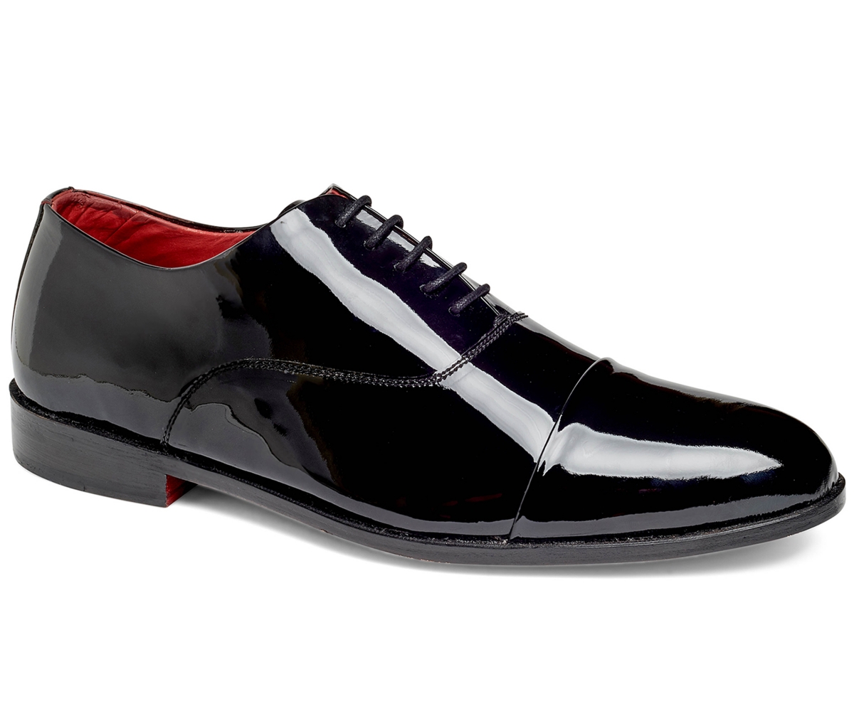 Men's Tuxedo Cap-Toe Oxford Patent Leather Dress Shoe - Black