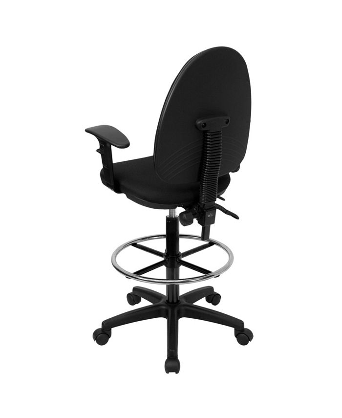 Flash Furniture MidBack Black Fabric Multifunction Drafting Chair With