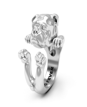 image of English Bulldog Hug Ring in Sterling Silver