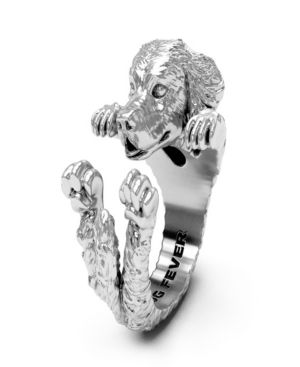 image of Golden Retriever Hug Ring in Sterling Silver