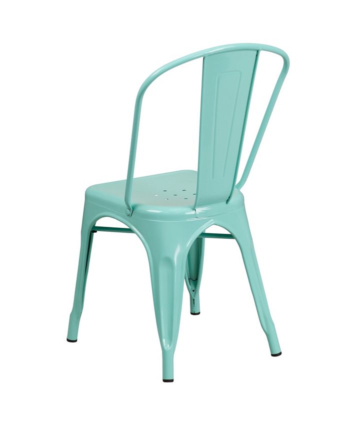 Flash Furniture Mint Green Metal IndoorOutdoor Stackable Chair Macy's