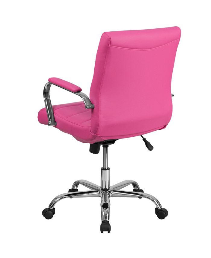 Flash Furniture MidBack Pink Vinyl Executive Swivel Chair With Chrome Base And Arms Macy's