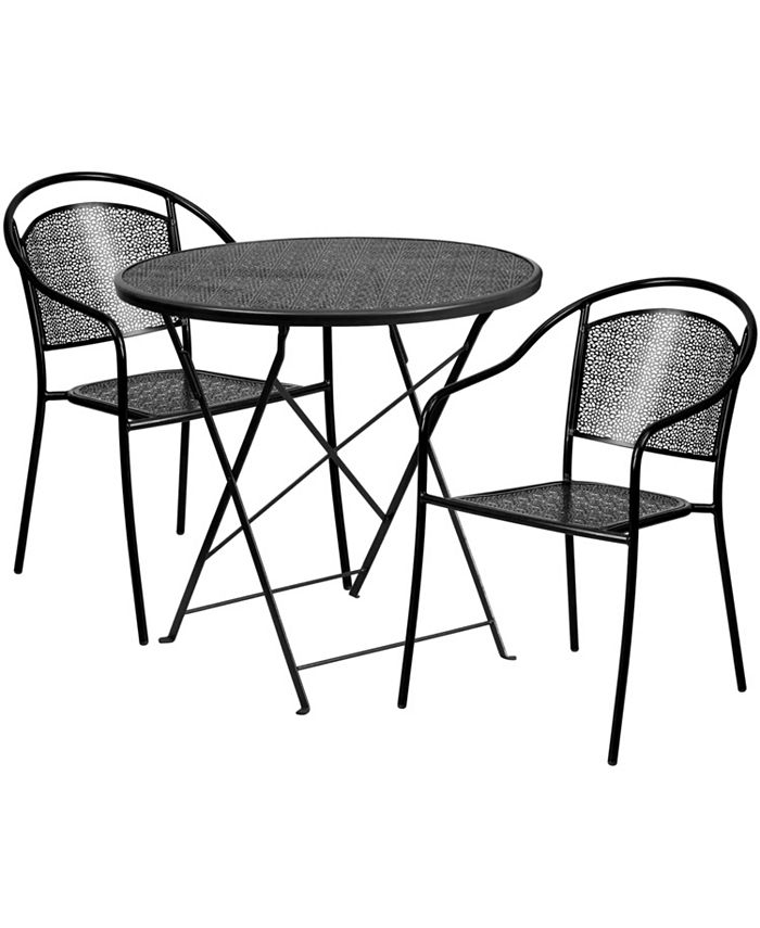 Flash Furniture 30'' Round Black IndoorOutdoor Steel Folding Patio