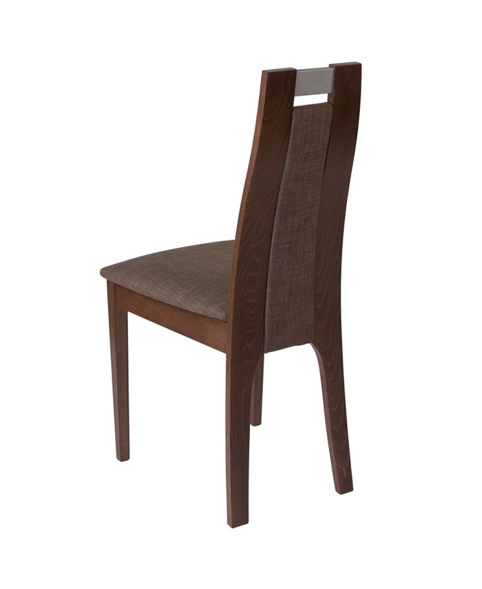 Flash Furniture Quincy Walnut Finish Wood Dining Chair With Curved Slat
