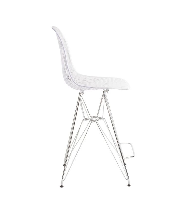 Flash Furniture 26" High Clear Acrylic Counter Height Stool With Chrome