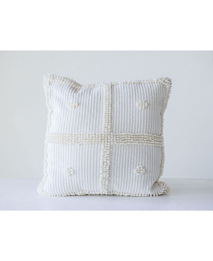 Bloomingville White Square Pillow with Textured Accents Macy's