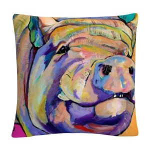 Baldwin Pat Saunders-white Animals Pets Painting Potbelly Decorative Pillow, 16" X 16" In Multi