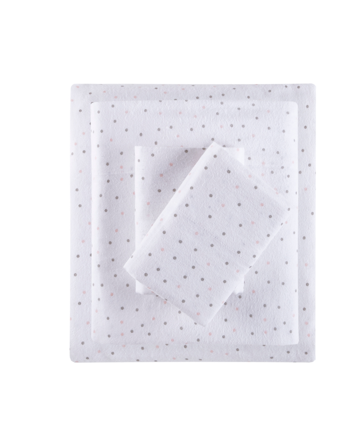 Intelligent Design Novelty Printed Flannel 3-pc. Sheet Set, Twin Xl In Grey,pink Dots