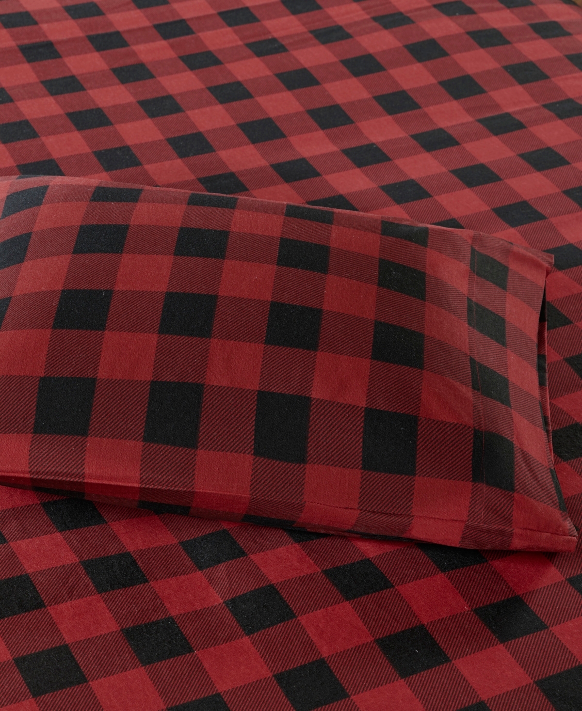 Woolrich Printed Flannel 4-pc. Sheet Set, California King In Red,black Buffalo Check