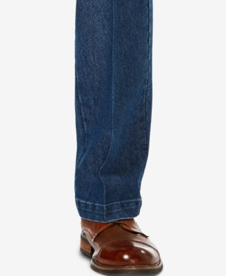 Men's Stretch Denim Classic-Fit Pleated Pants