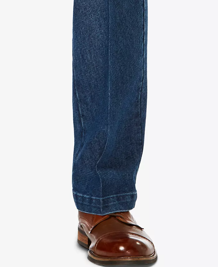Men's Stretch Denim Classic-Fit Pleated Pants - thumbnail 7