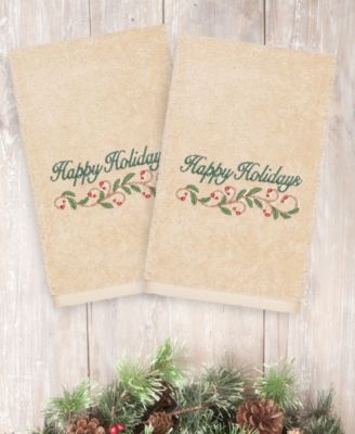 Christmas Happy Holidays 100% Turkish Cotton Hand Towels