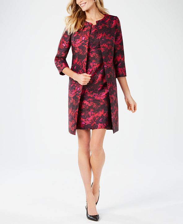 Kasper Printed Topper Jacket & Sheath Dress & Reviews ...