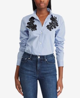 Lauren Ralph Lauren - Lace-Patch Cotton Shirt