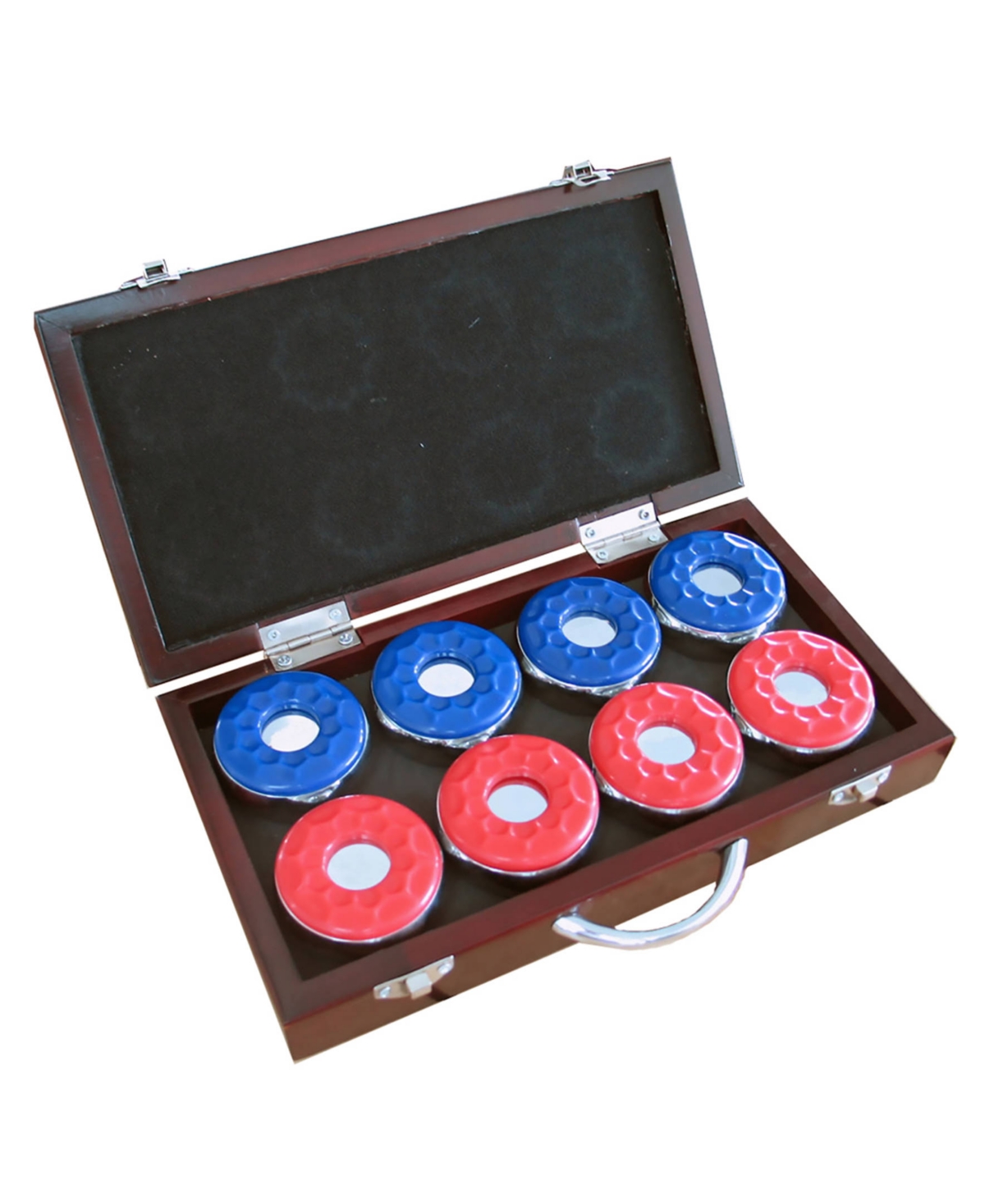 Shuffleboard Pucks with Case, Set of 8 - Red