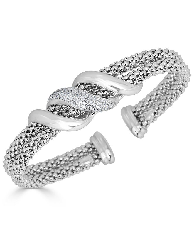 Macy's Diamond Swirl Double Row Cuff Bracelet (3/8 ct. t.w.) in ...